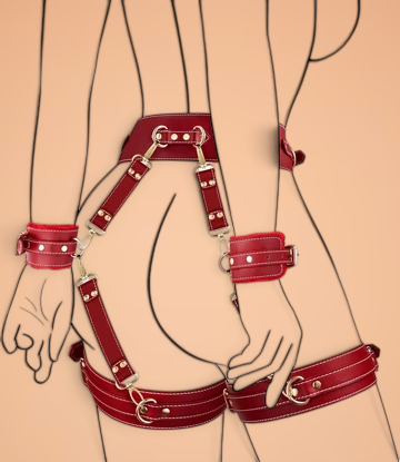 Lori™ – 9-Piece Leather Bondage Set With Straps & Cuffs