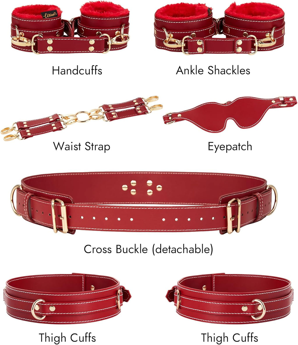 Lori™ – 9-Piece Leather Bondage Set With Straps & Cuffs