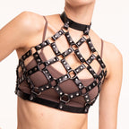 Carla™ – Gothic Faux Leather Bra Harness