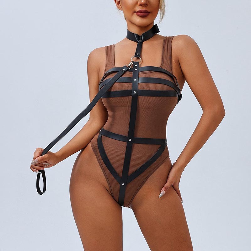 Alicia™ – Black Faux Leather Harness