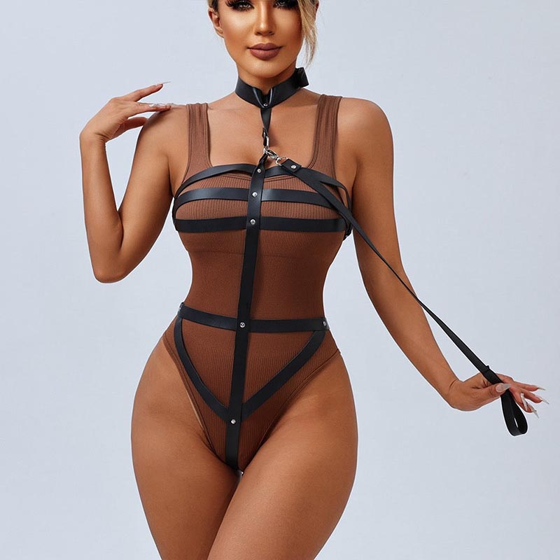 Alicia™ – Black Faux Leather Harness