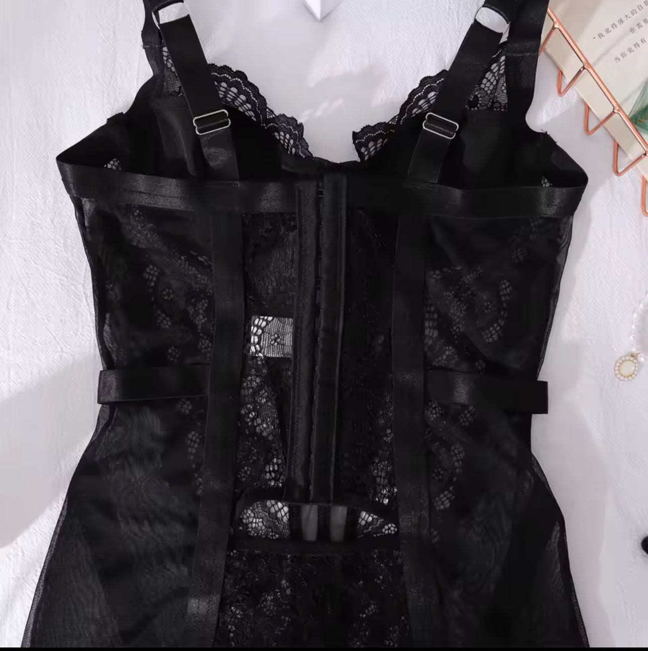 Black Mirage™ – Elegant Lace Nightgown