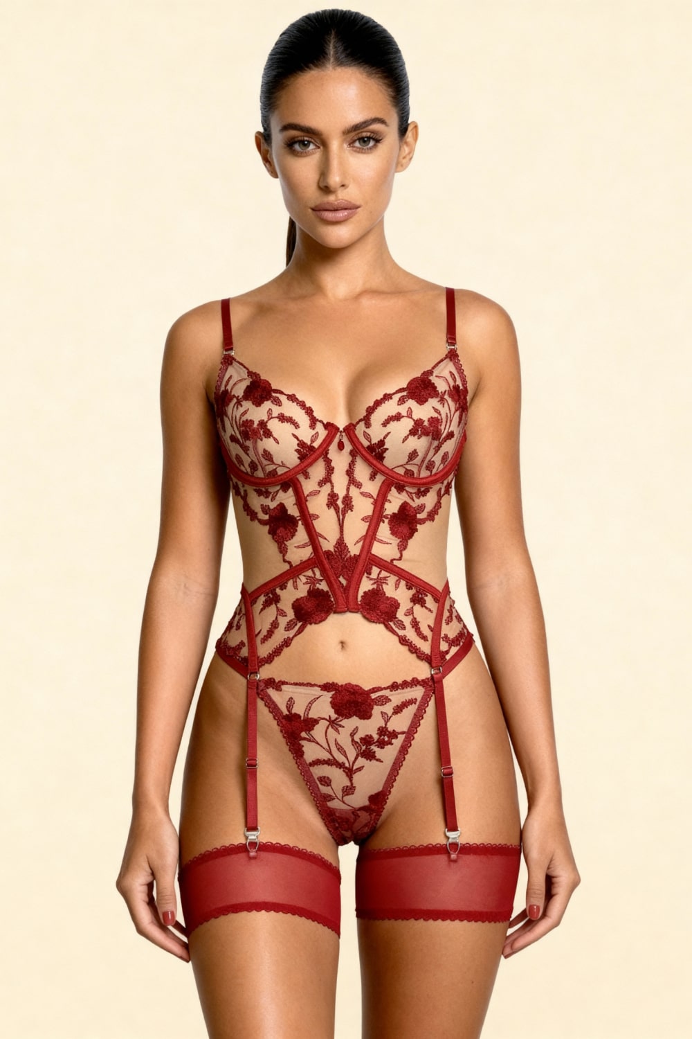 Marisela™ – Elegant Lace Bustier With Thong