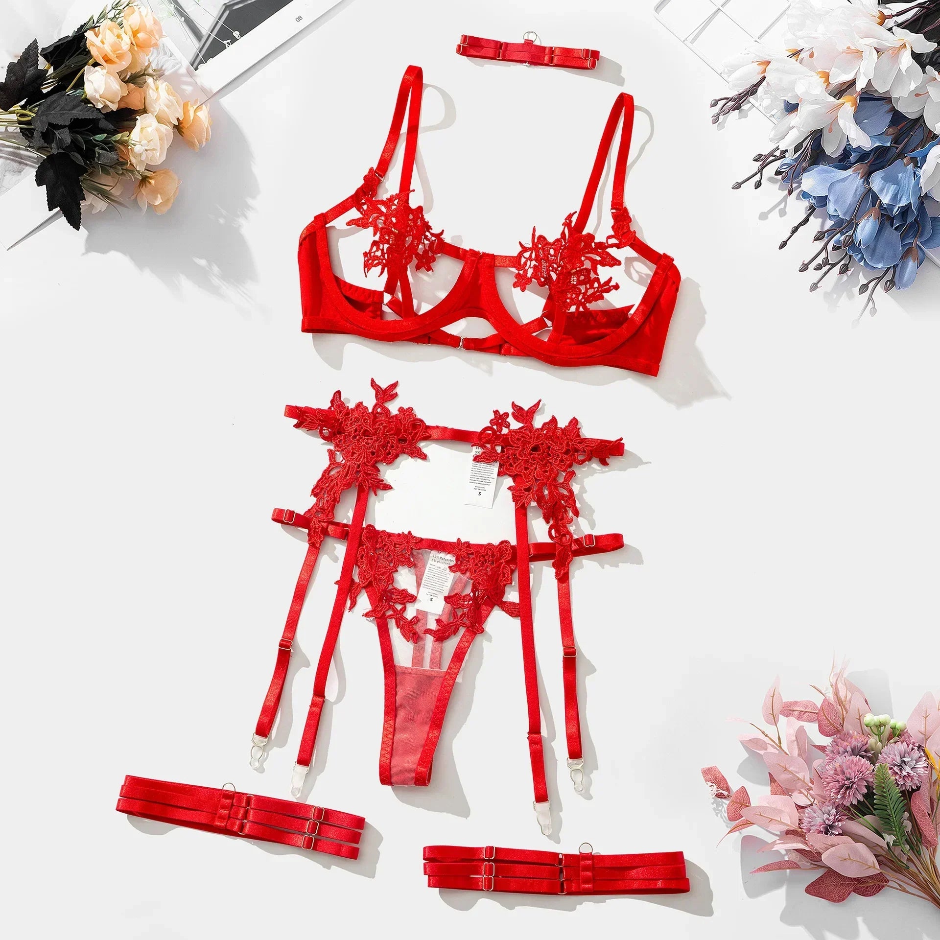 Vivienne™ – Elegant 4-Piece Lace Lingerie Set