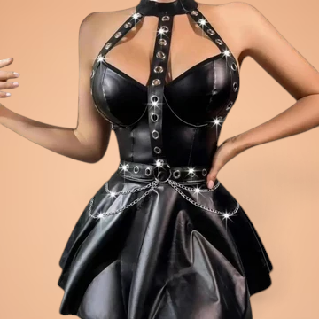 Feija™ – Radiant Elegance in a Luxurious Leather Dress